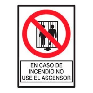 Cartel - En caso de incendio no usar el ascensor