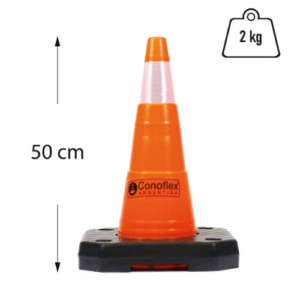 CONO SEMIFLEXIBLE CON BASE ALT. 50 cm 1 REFLECTIVO C: NARANJA