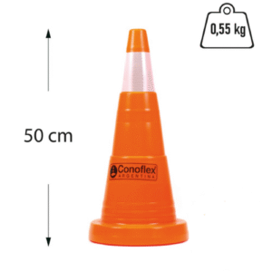 CONO MOD.CIUDAD LIGHT SEMIFLEXIBLE SIN BASE 0,55 Kg ALT. 50 cm. 1 REFLEC C: NARANJA